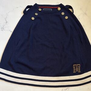 Tommy Hilfiger Sweater Pullover Poncho Cape Navy White Girls Size XL
